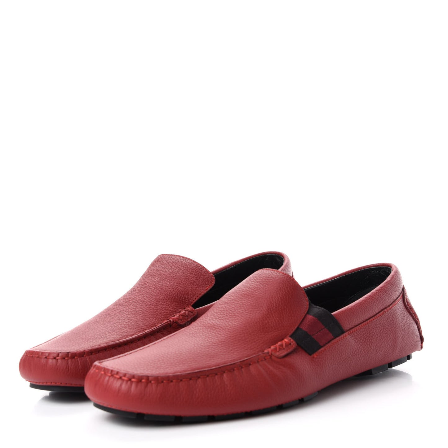 Calfskin Web Mens Driver Loafers 9.5 Red