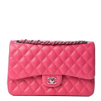 Chanel Lambskin Quilted Jumbo Double Flap Dark Pink 1 of 11