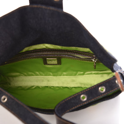 Fendi Denim Flower Applique Baguette Blue 5 of 8