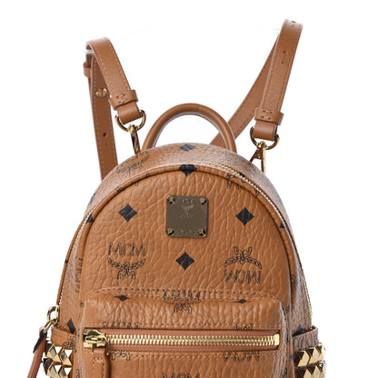 MCM Visetos Side Stud X-Mini Stark Bebe Boo Backpack Cognac 10 of 10