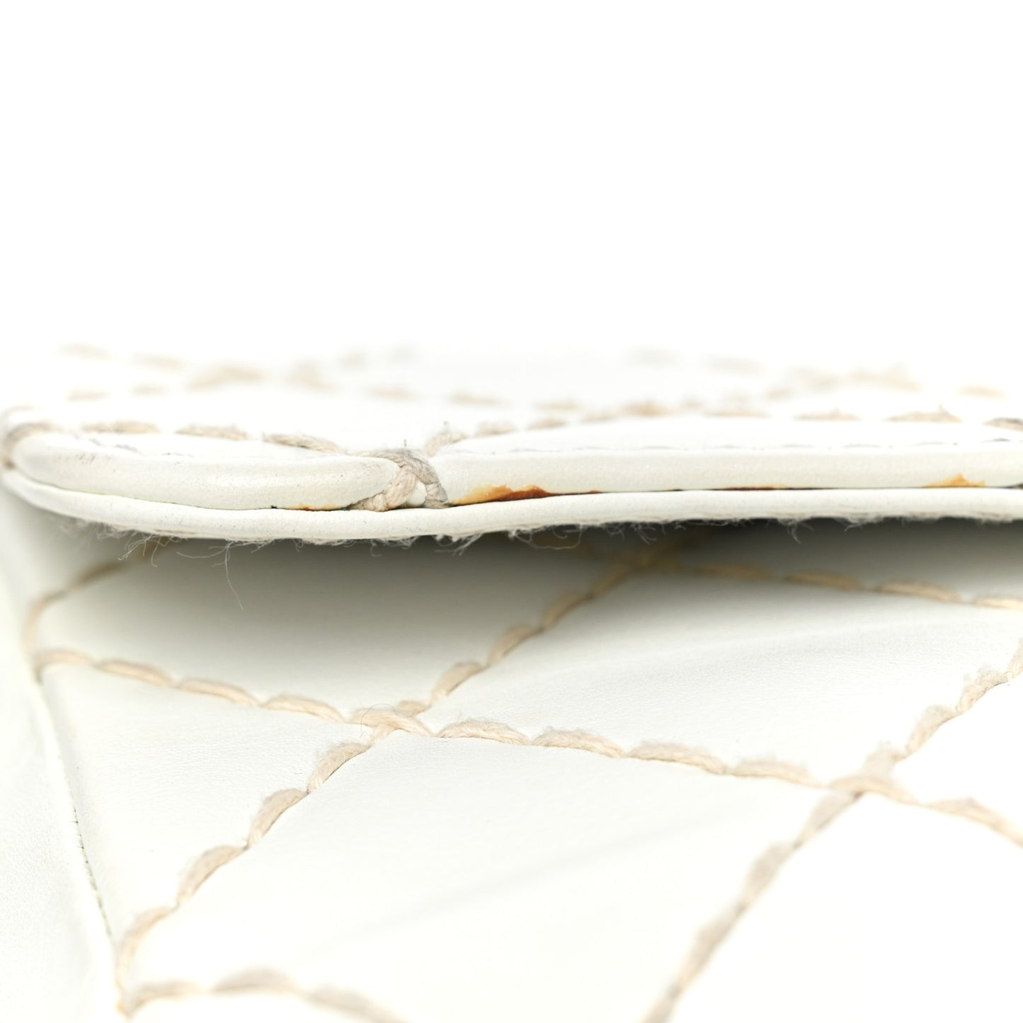 Calfskin Quilted Medium Wild Stitch Flap White