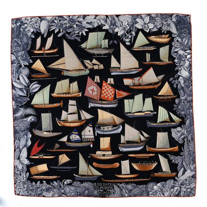 Hermes Cashmere Silk Tous Les Bateaux du Monde Shawl 140 1 of 4
