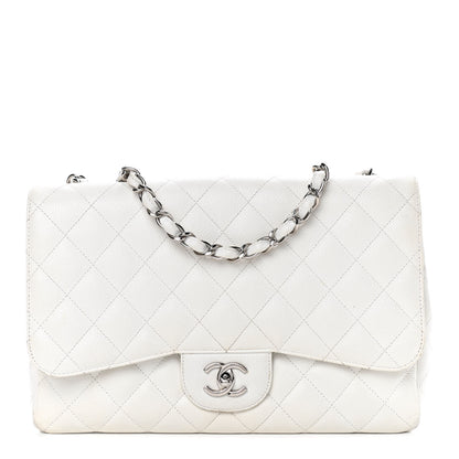 Chanel Caviar Quilted Jumbo Single Flap White 1 of 12