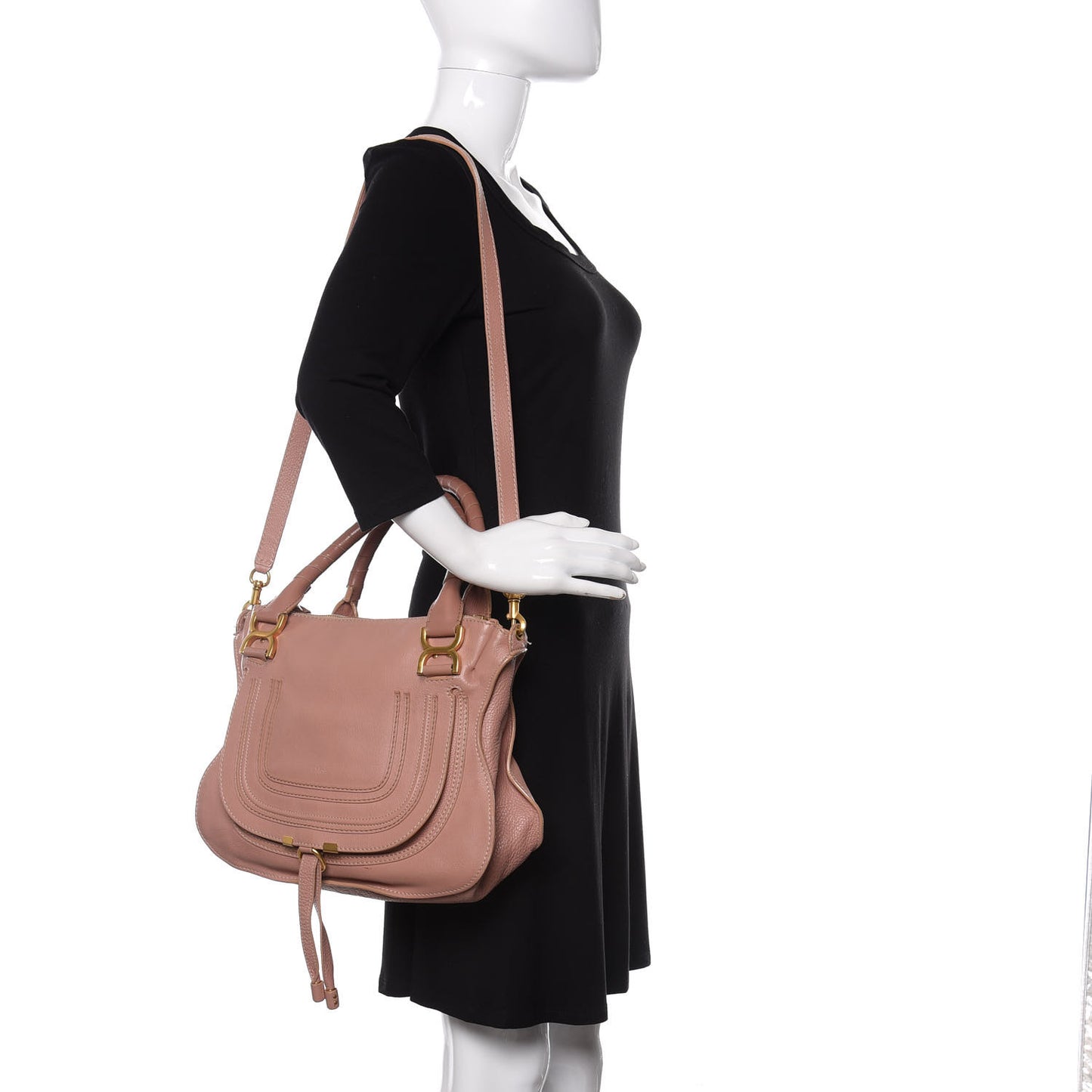 Calfskin Medium Marcie Satchel Pale Pink