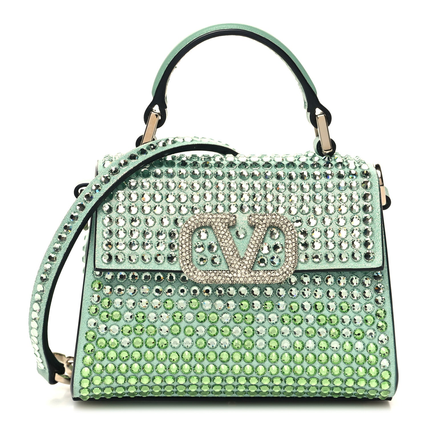 Valentino Garavani Rhinestones Gradient Micro Vsling Top Handle Bag Aquamarine 1 of 9