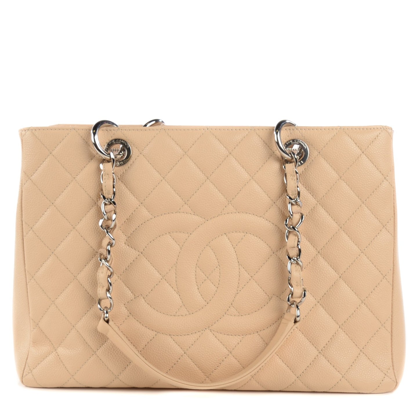 Caviar Quilted Grand Shopping Tote GST Beige Clair