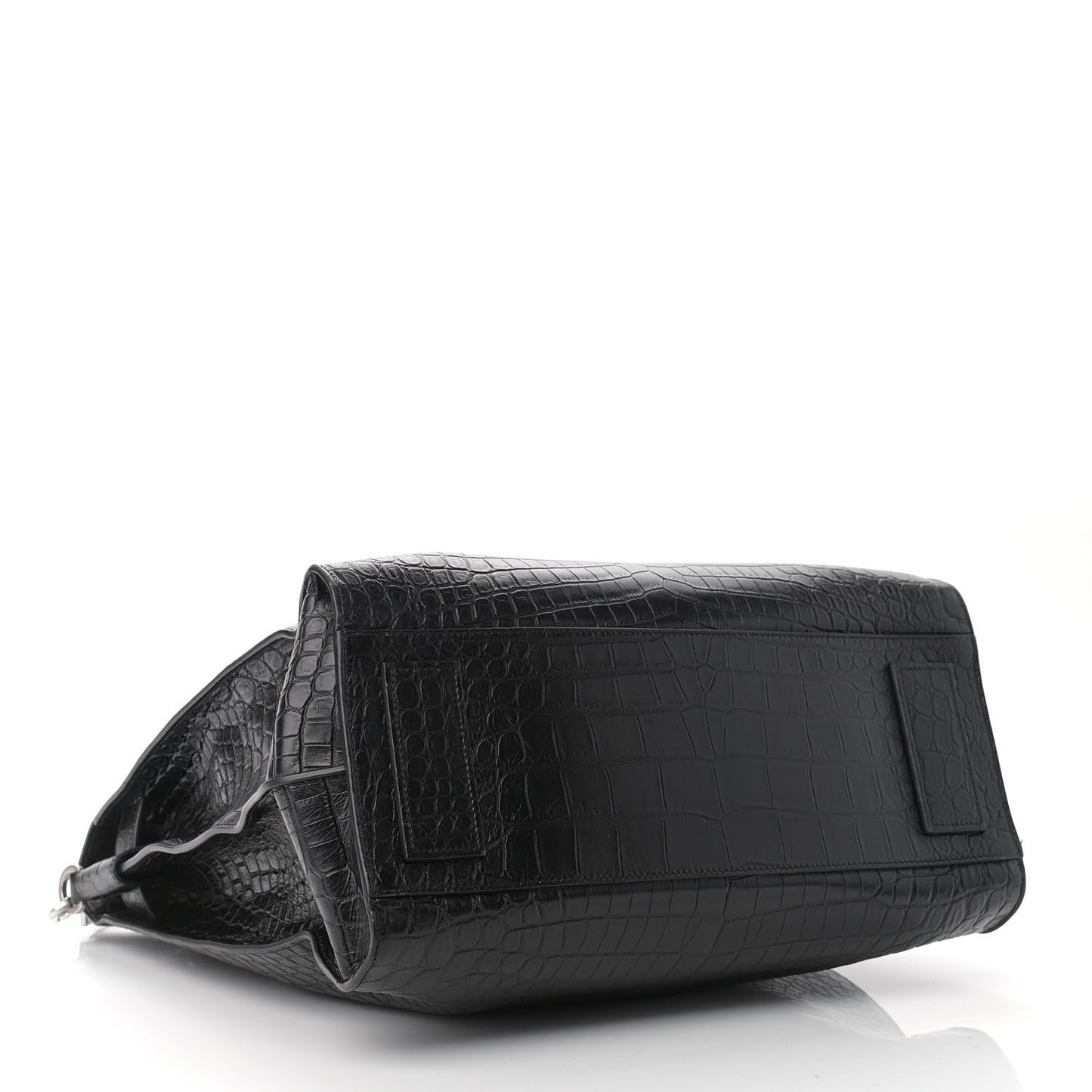 Calfskin Crocodile Embossed Souple North South Tote Black