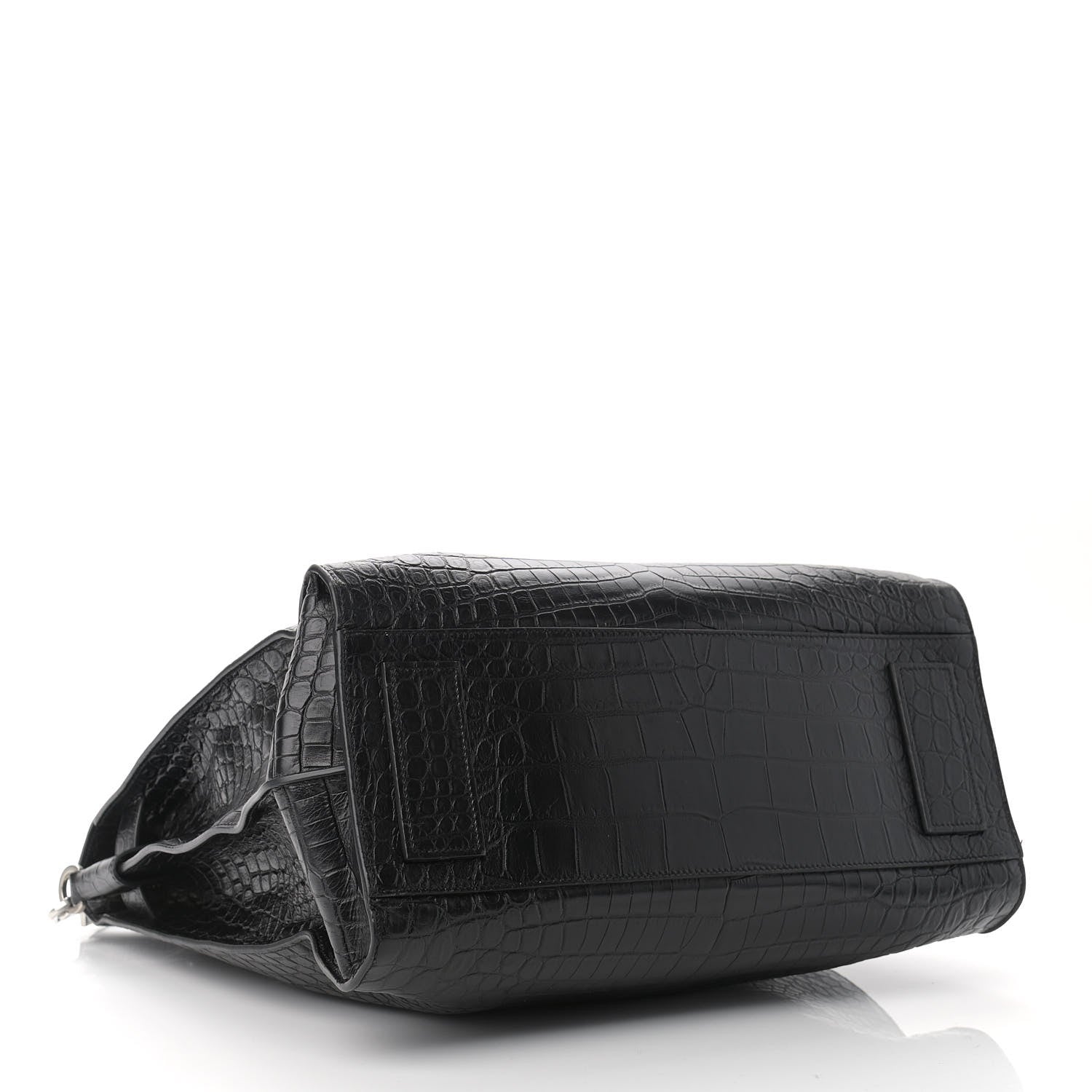 Saint Laurent Calfskin Crocodile Embossed Souple North South Tote Black 4 of 9