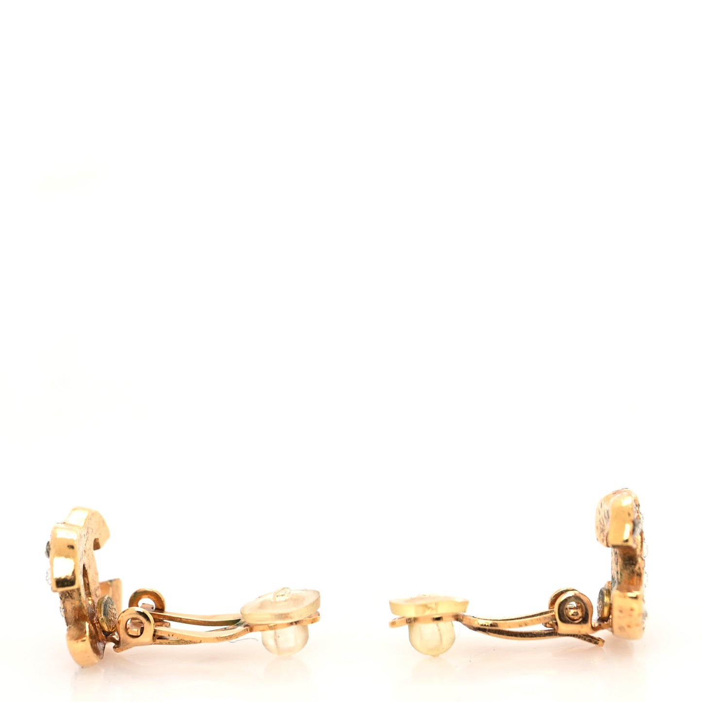 Crystal CC Clip On Earrings Gold