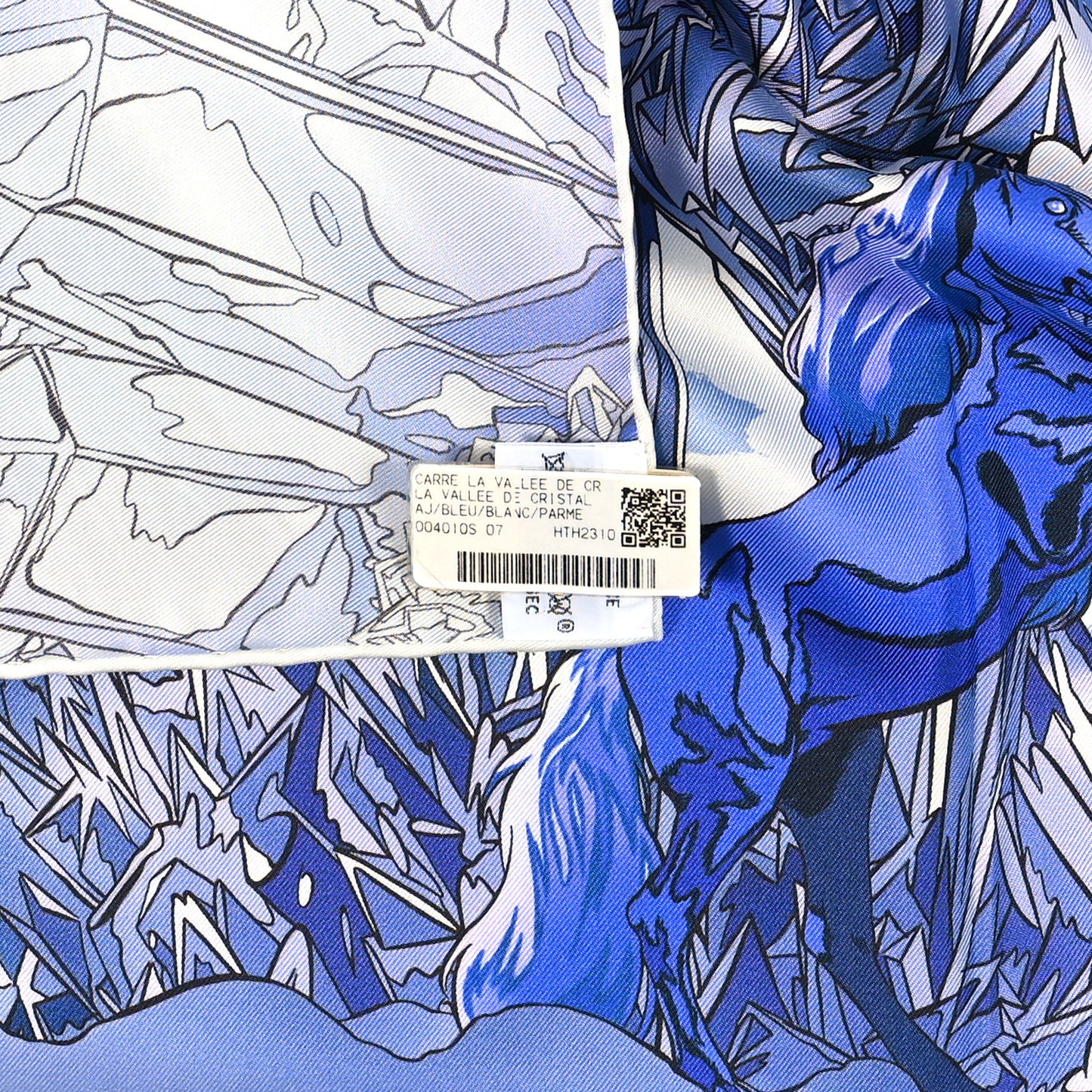 Silk Twill La Vallee De Cristal Scarf 90 Bleu White Parme