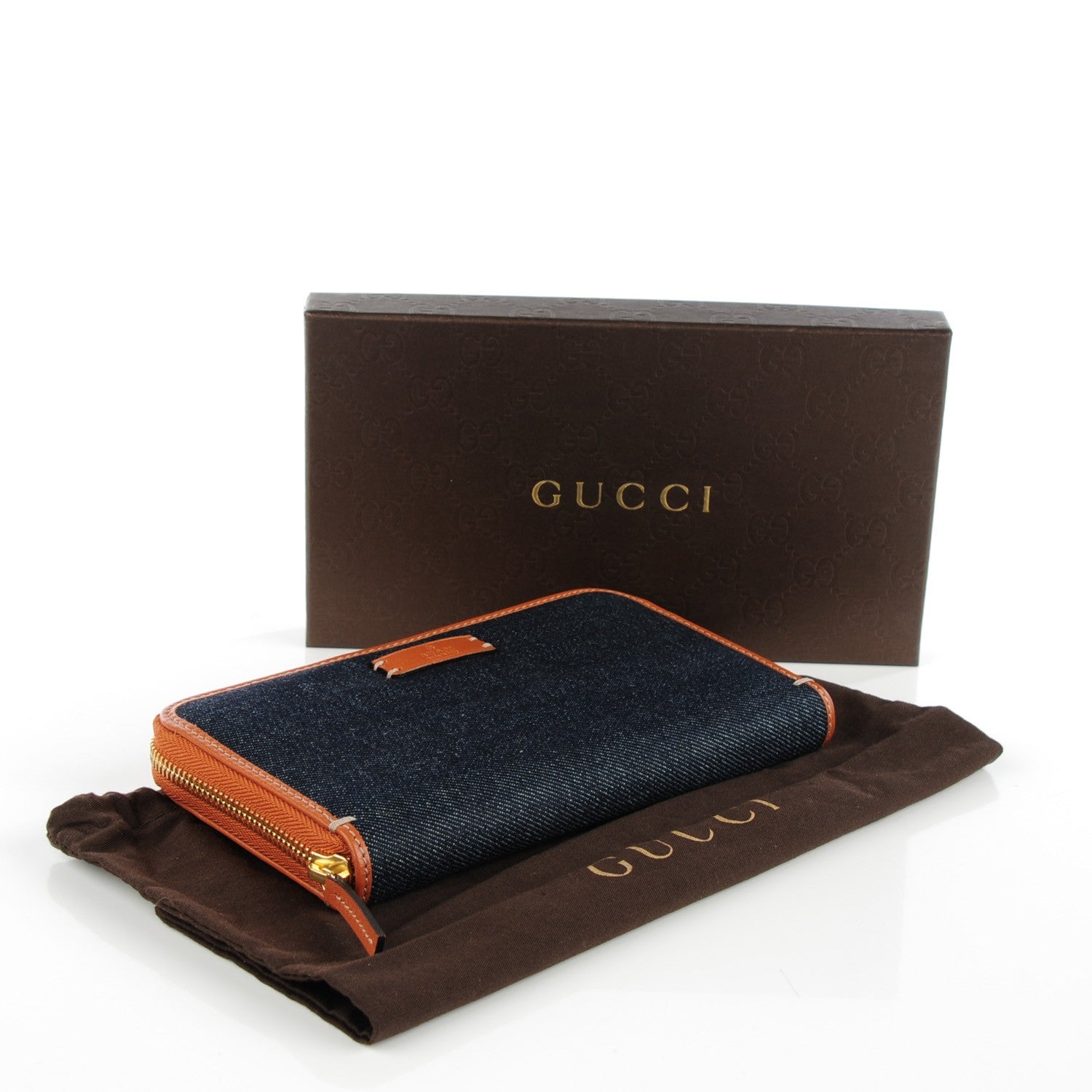 Gucci Denim Zip Around Wallet Blue Saffron 4 of 7
