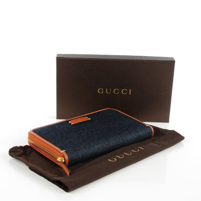 Gucci Denim Zip Around Wallet Blue Saffron 4 of 7