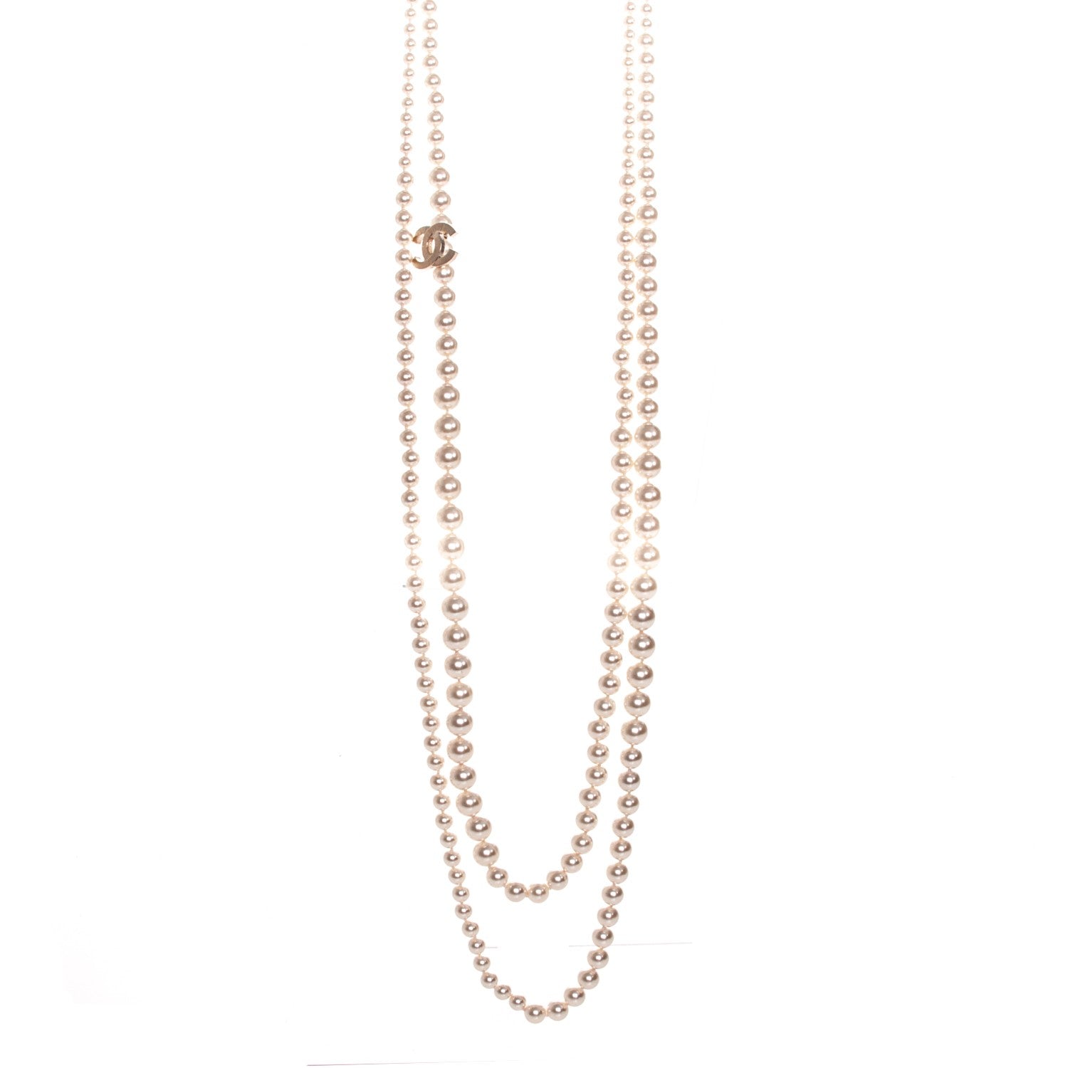 Chanel Pearl CC Long Necklace Gold 1 of 7