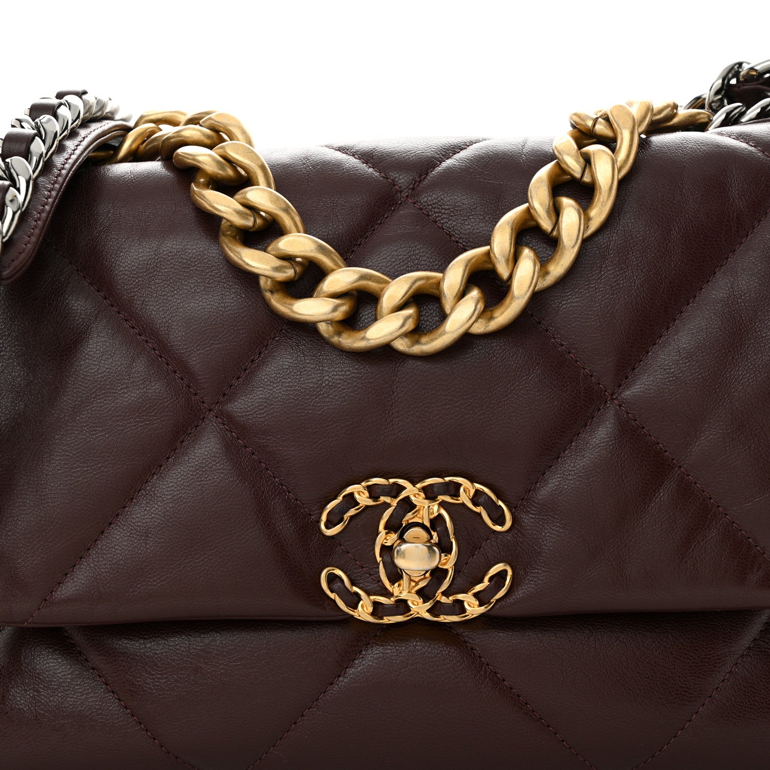 Chanel Goatskin Quilted Large Chanel 19 Flap Brown 8 of 11