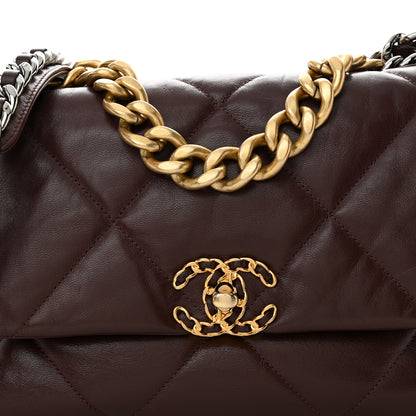 Chanel Goatskin Quilted Large Chanel 19 Flap Brown 8 of 11