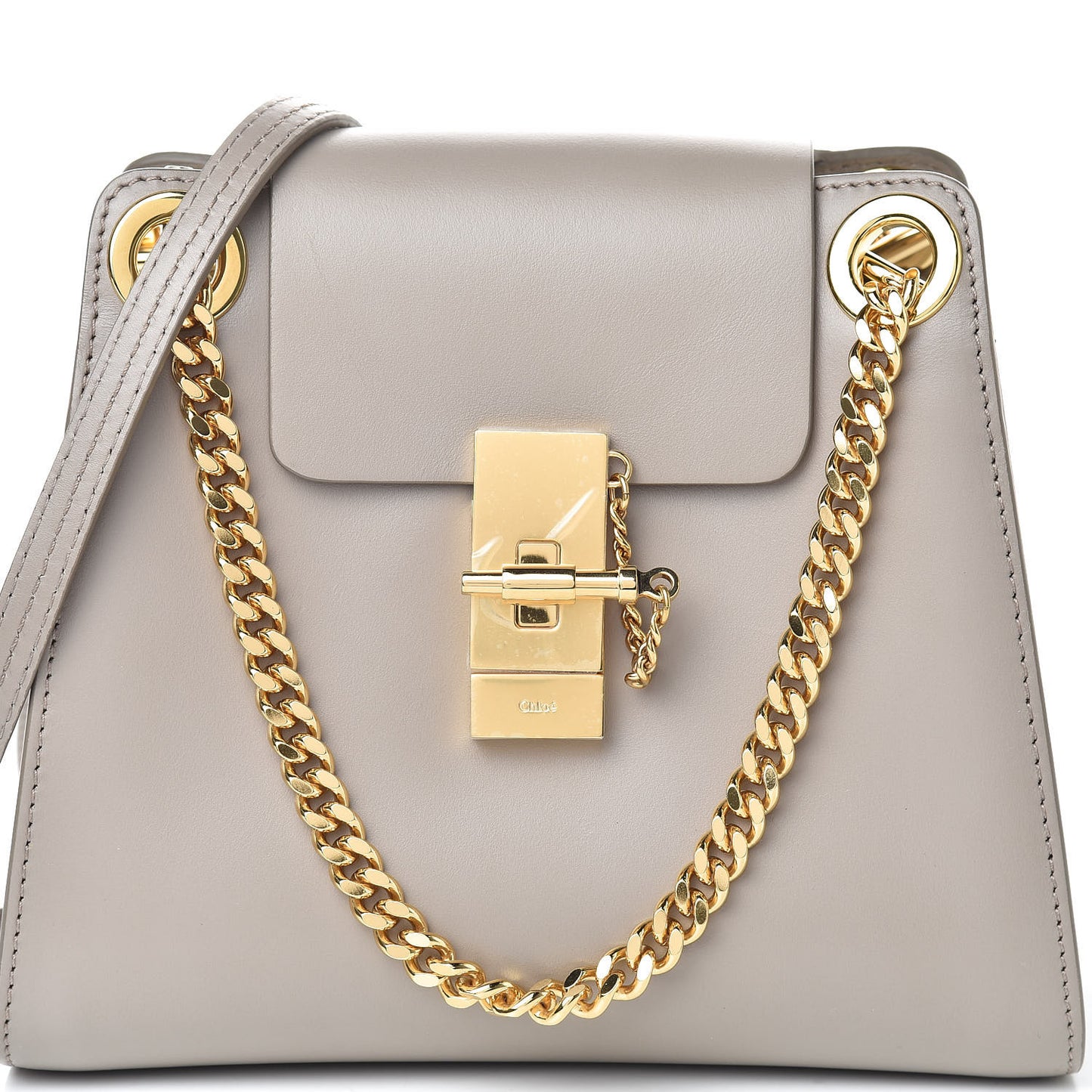 Shiny Calfskin Mini Annie Shoulder Bag Motty Grey