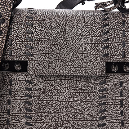 Delvaux Grained Calfskin MM Tribal Stitch Tempete Satchel Ebene Ivory Black 9 of 11