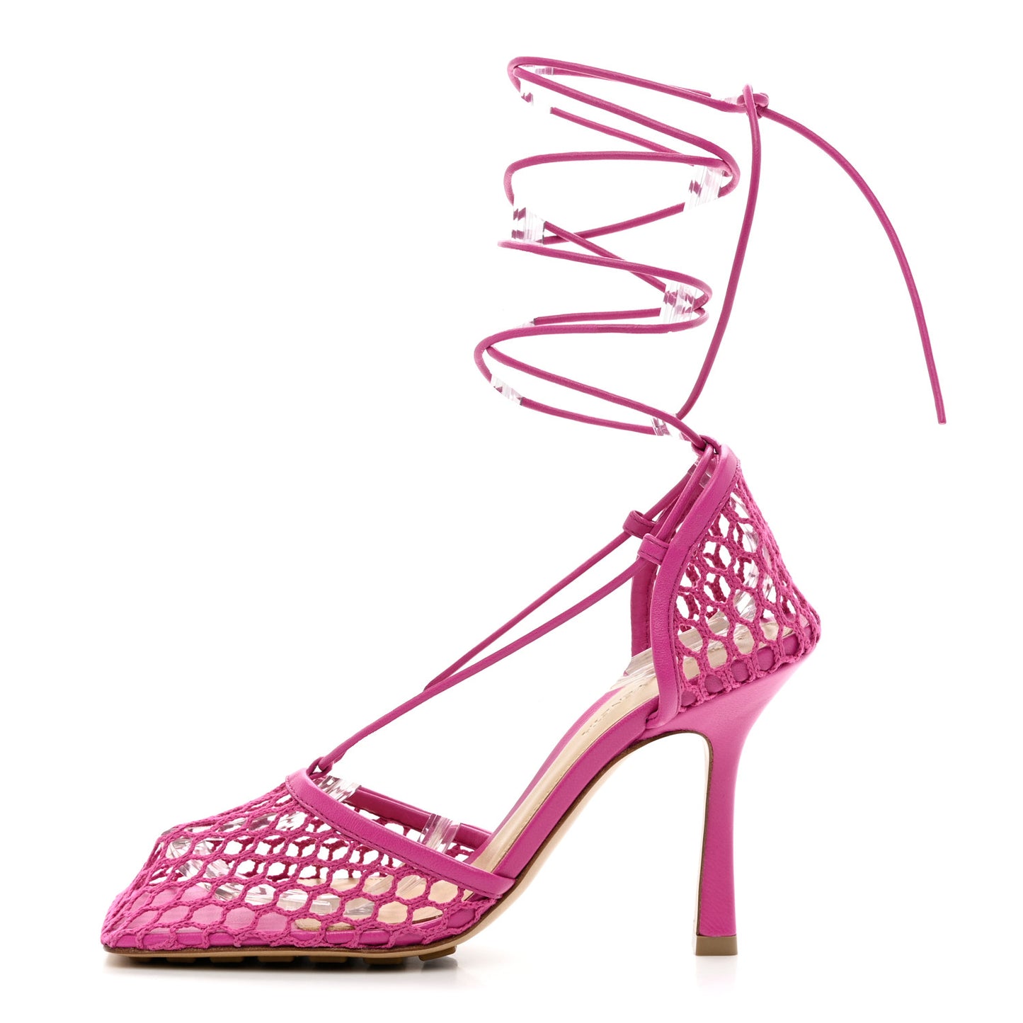 Mesh Nappa Stretch Ankle Tie 90mm Sandals 37 Hollyhock