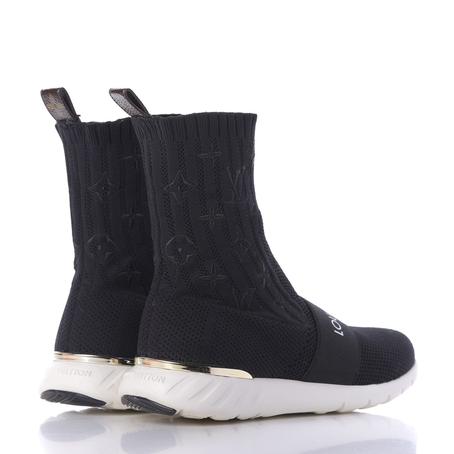 Monogram Stretch Fabric Aftergame Sneaker Boots 35.5 Black