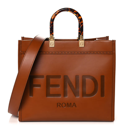 Fendi Vitello King Plexiglass Medium Fendi Sunshine Shopper Tote Cuoio 1 of 16