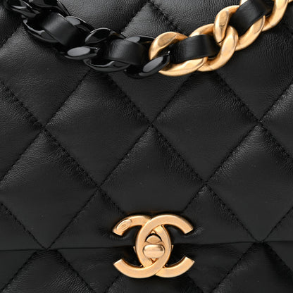 Chanel Lambskin Quilted Small Lacquered Chain Flap Black 8 of 10