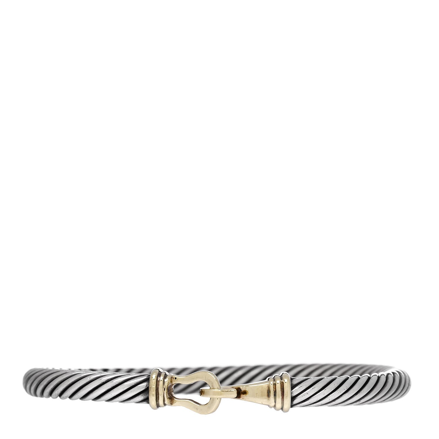 David Yurman Sterling Silver 14K Yellow Gold 5mm Cable Classic Buckle Bracelet 1 of 3