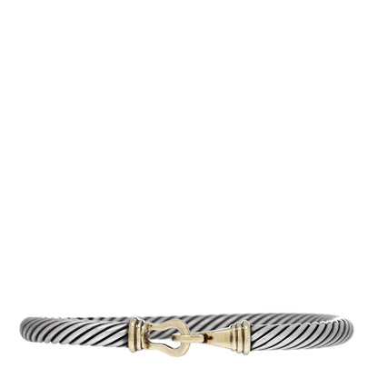 David Yurman Sterling Silver 14K Yellow Gold 5mm Cable Classic Buckle Bracelet 1 of 3