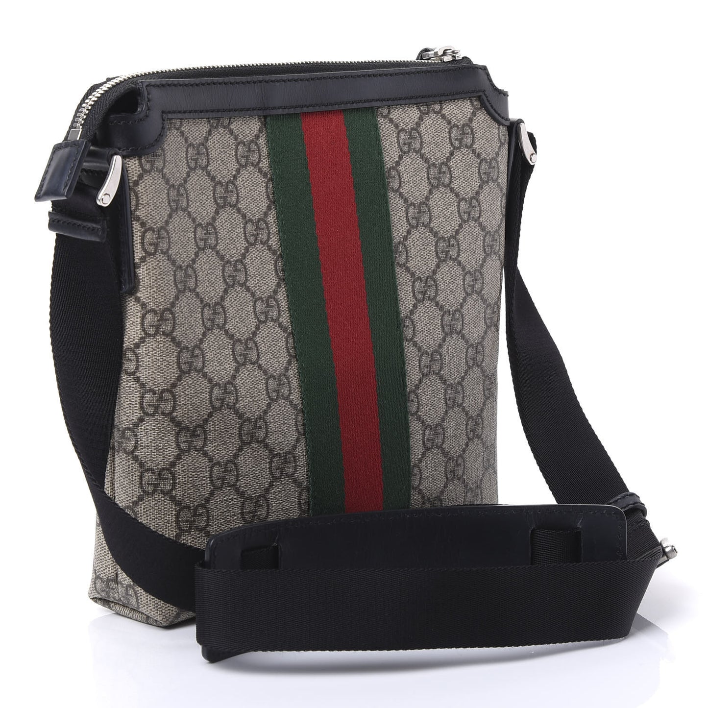 GG Supreme Monogram Web Messenger Bag Black