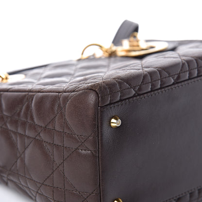 Christian Dior Lambskin Cannage Medium Lady Dior Dark Brown 13 of 14