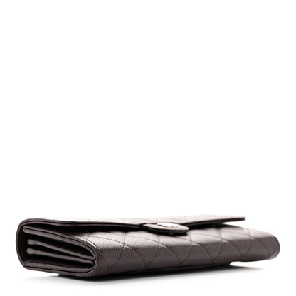 Chanel Caviar Quilted Large Gusset Flap Wallet Dark Brown 4 of 11