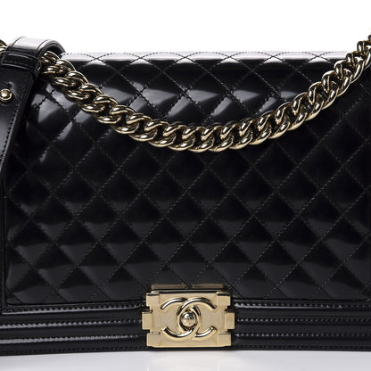 Chanel Iridescent Glazed Calfskin Quilted New Medium Boy Flap Black 11 of 11