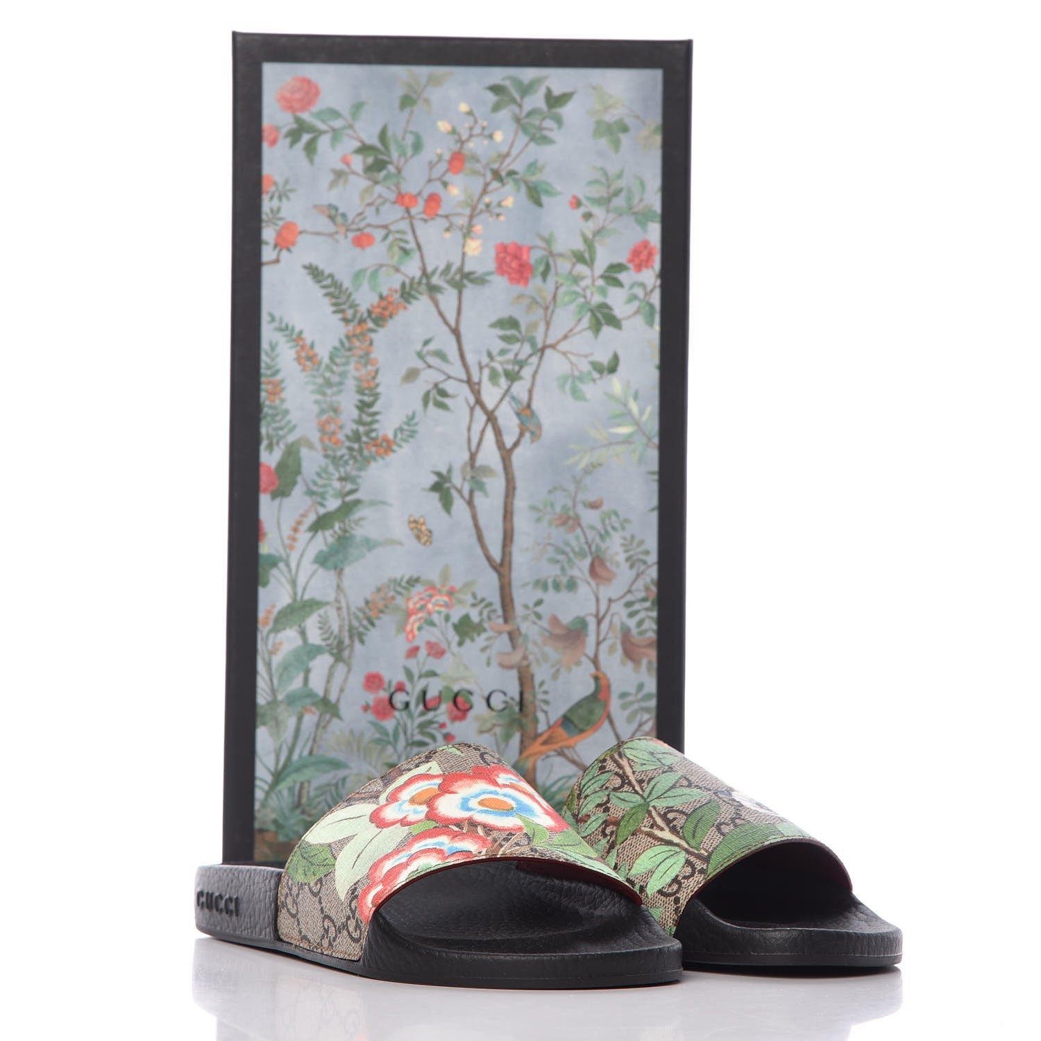 Gucci GG Supreme Monogram Tian Womens Slide Sandals 35 Beige Multicolor 7 of 7