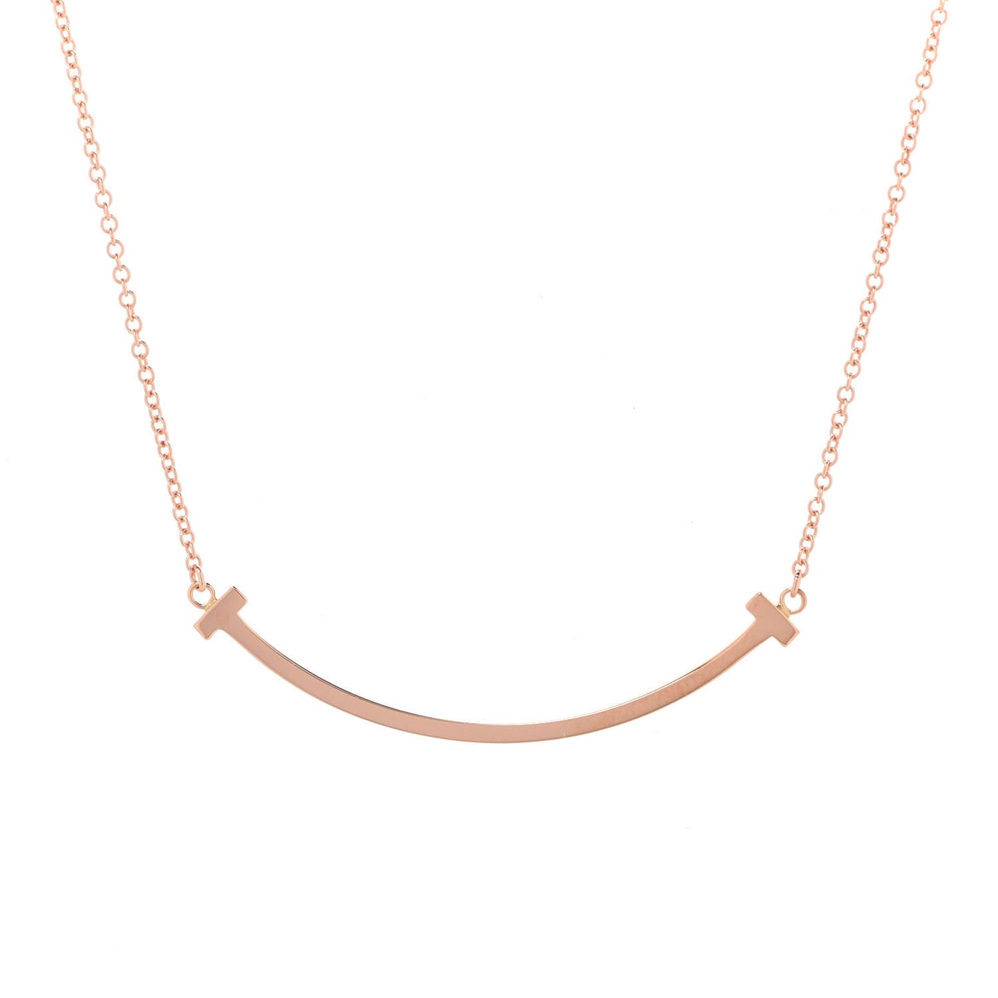 18K Rose Gold Small T Smile Pendant Necklace