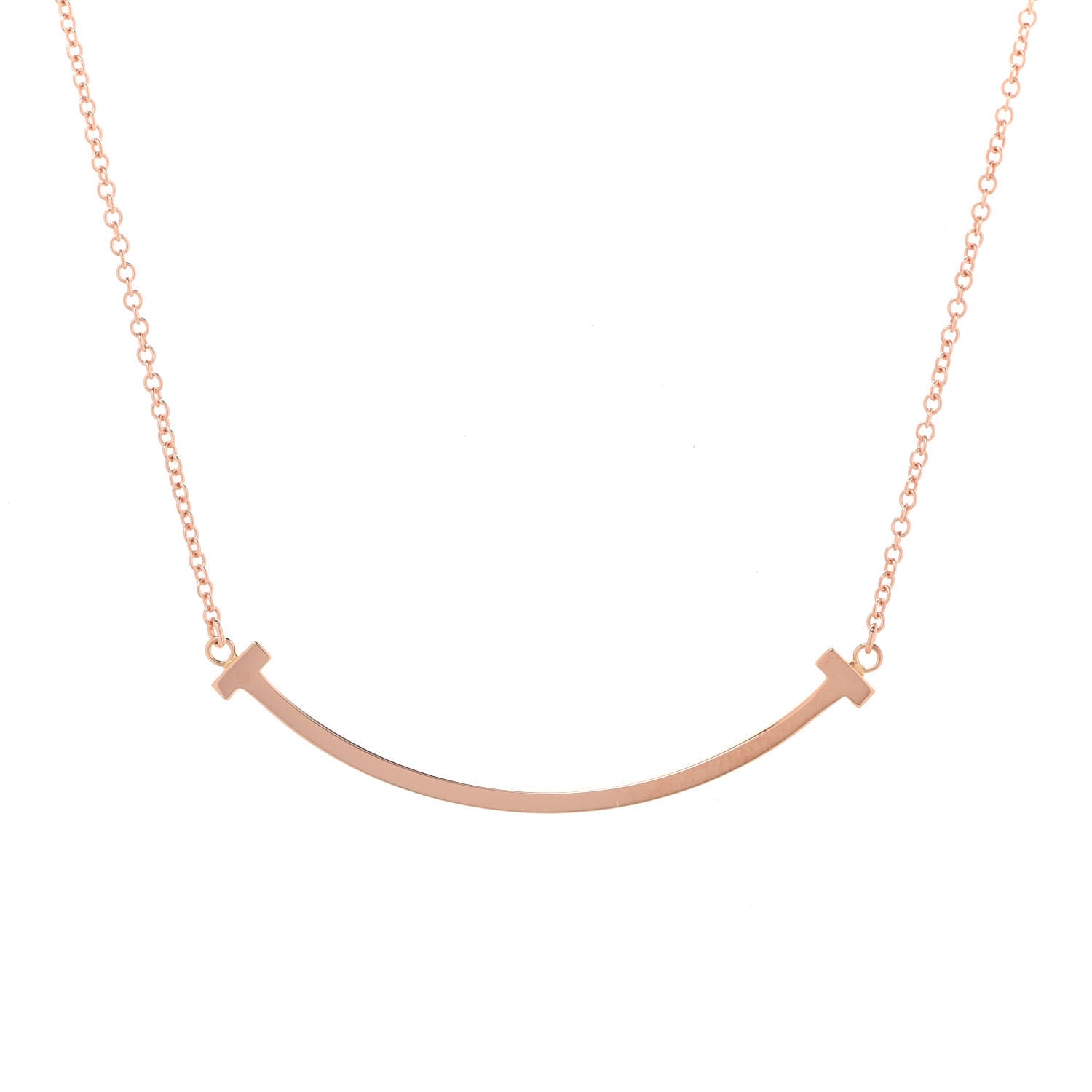 Tiffany 18K Rose Gold Small T Smile Pendant Necklace 4 of 7