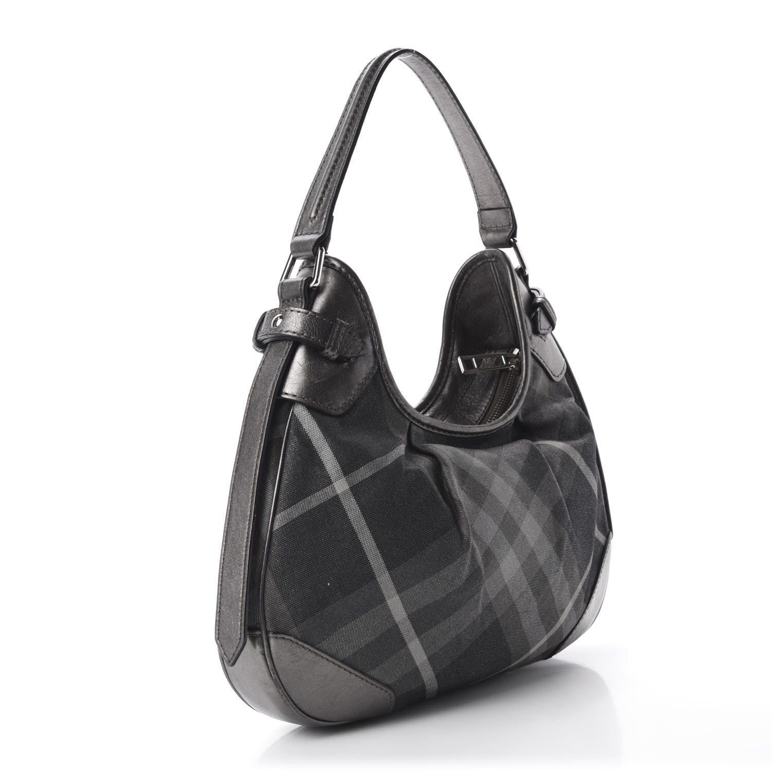 Burberry Shimmer Check Small Brooklyn Hobo Grey 3 of 9