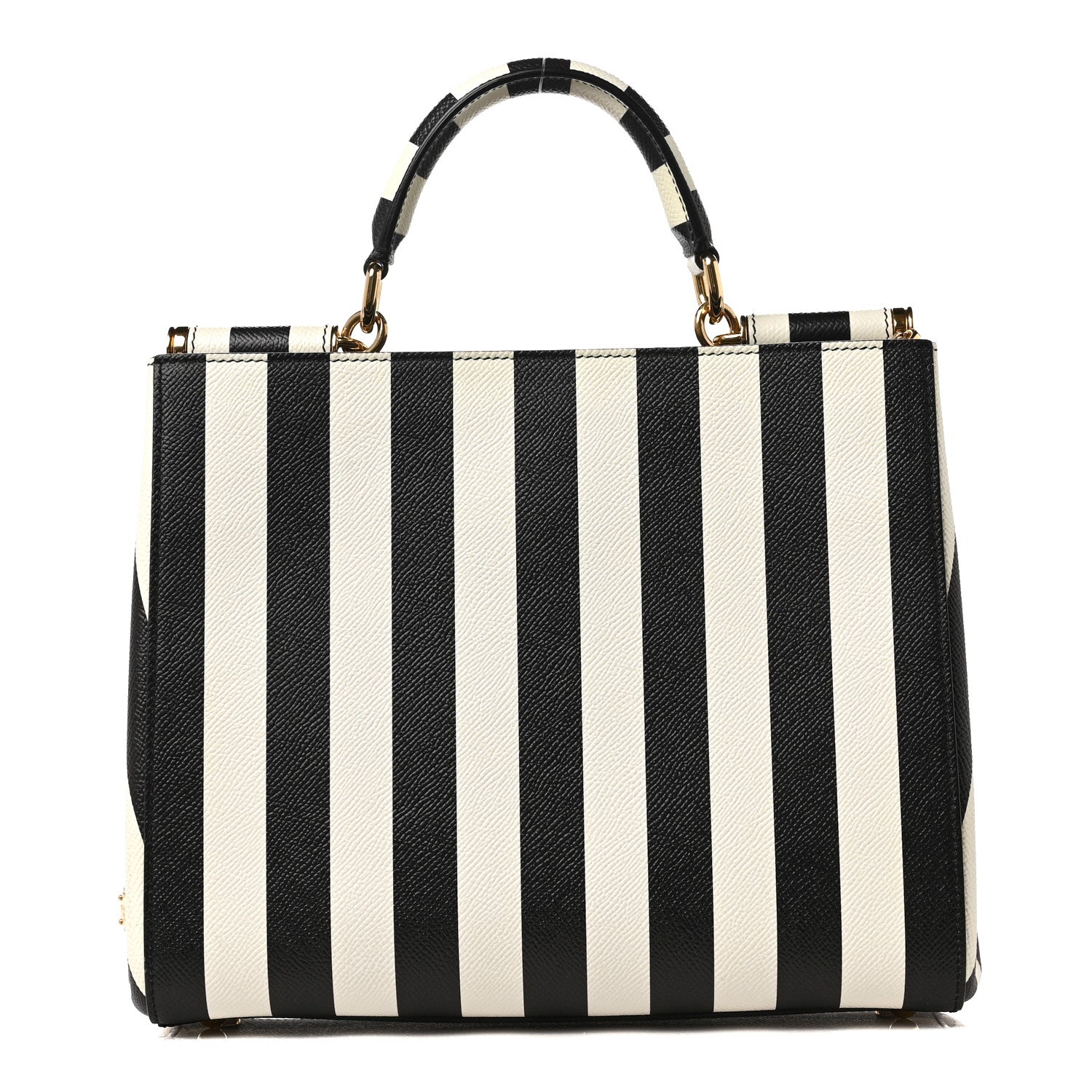 Dolce & Gabbana Dauphine Striped Top Handle Satchel Black White 1 of 7