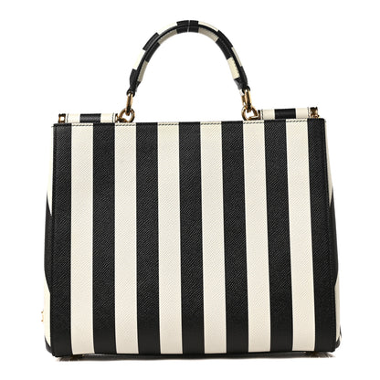 Dolce & Gabbana Dauphine Striped Top Handle Satchel Black White 1 of 7