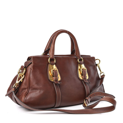 Prada Soft Calf Shopping Satchel Nocciolo 3 of 9