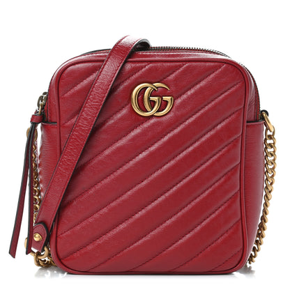 Gucci Azalea Calfskin Matelasse Diagonal Tall GG Marmont Crossbody Bag Romantic Cerise 1 of 10