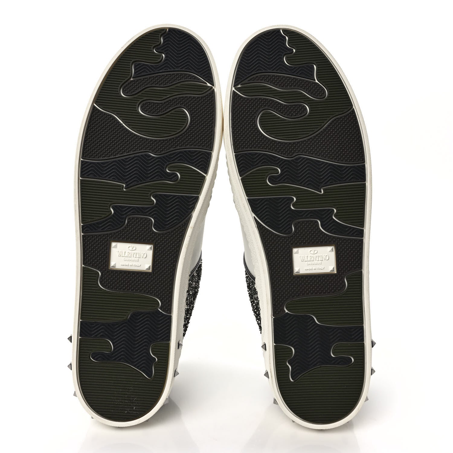 Valentino Garavani Calfskin Glitter Flycrew Sneakers 40 Black 5 of 9