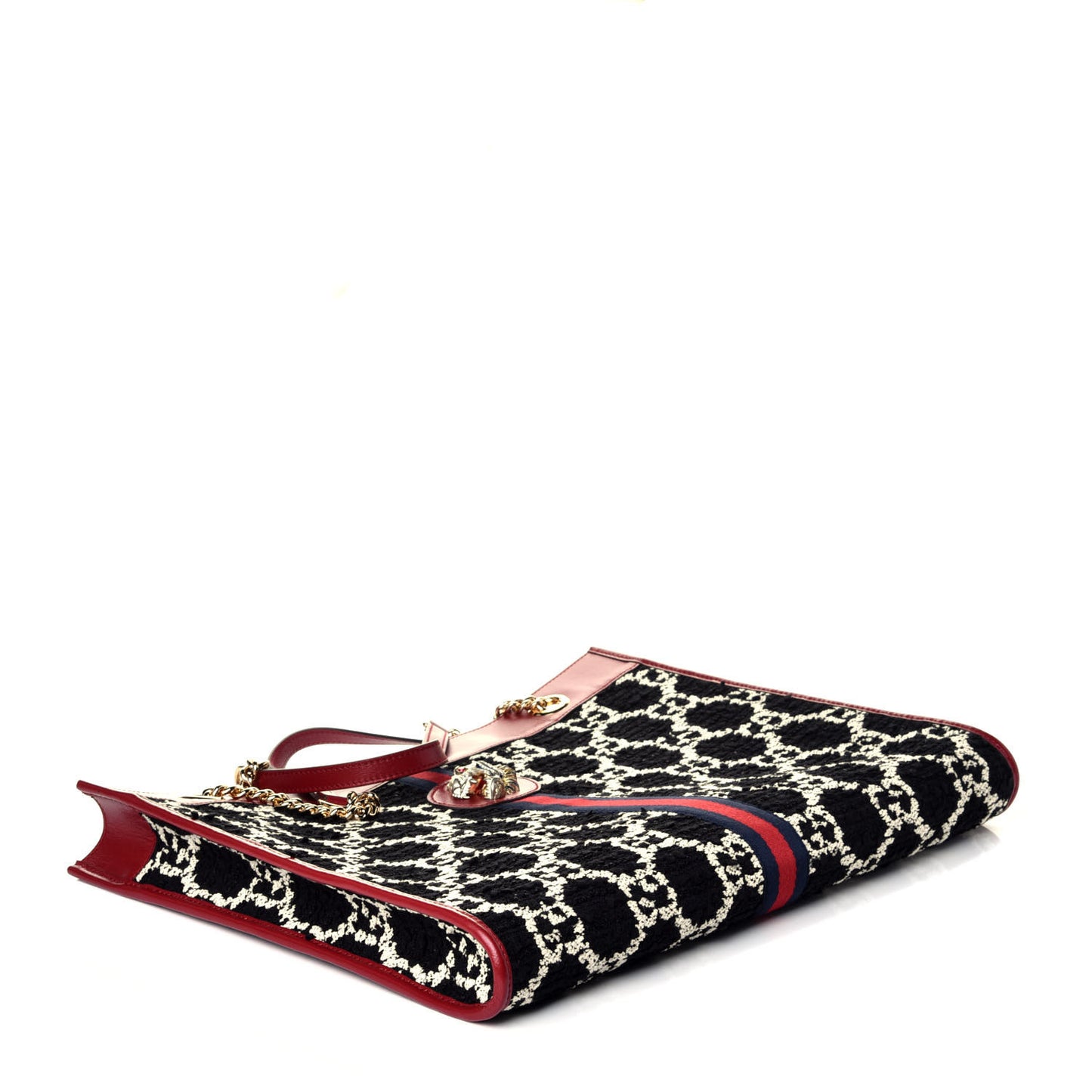 Tweed GG Monogram Large Rajah Chain Tote Romantic Cherry Black White
