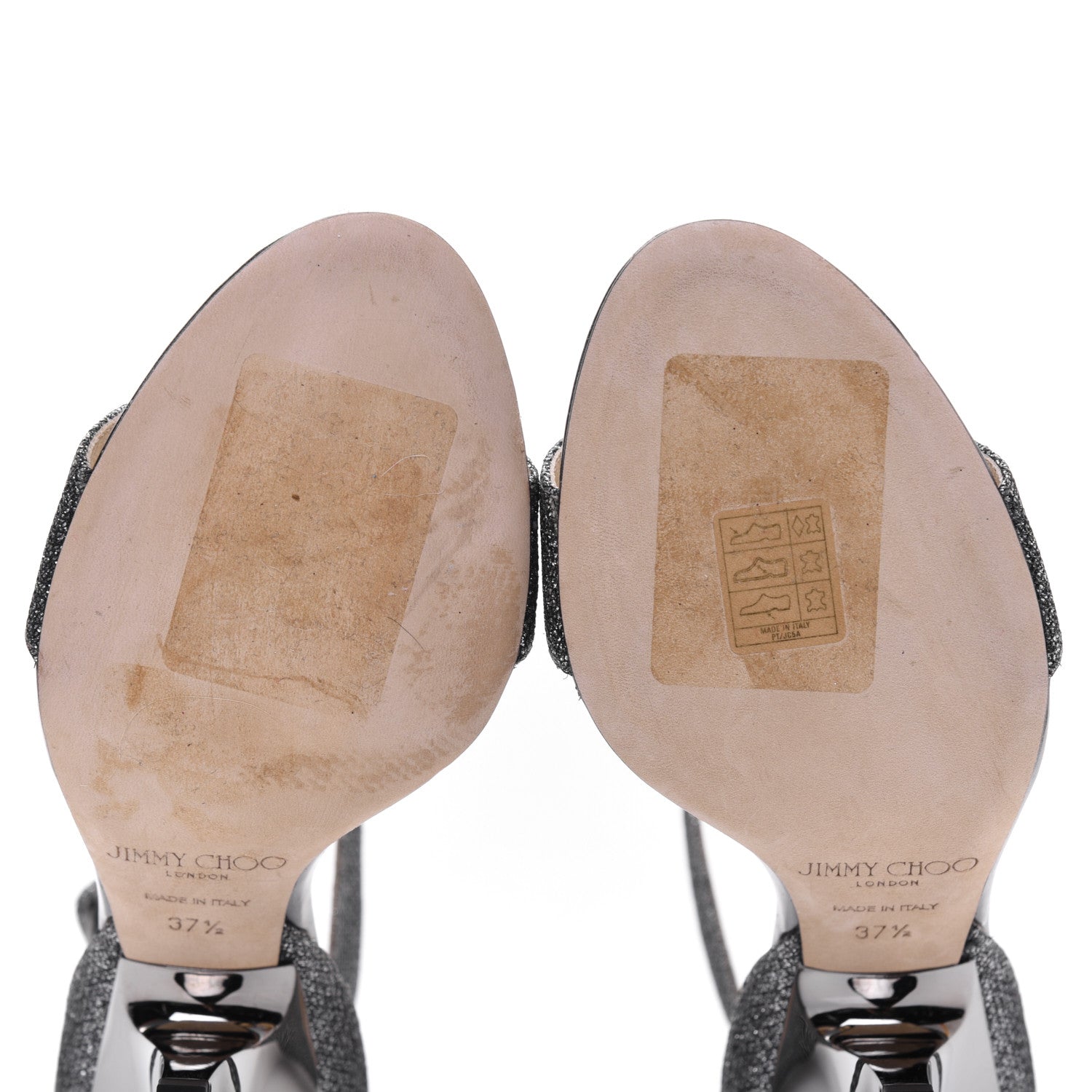 Jimmy Choo Glitter Fabric Edina Sandals 37.5 Anthracite 8 of 12