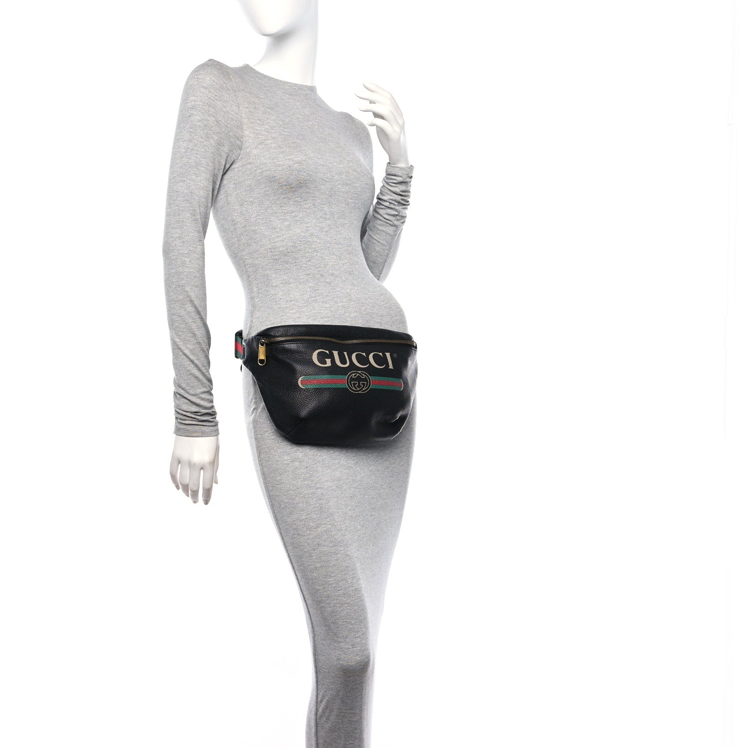 Gucci Grained Calfskin Logo Belt Bag Black 2 of 11