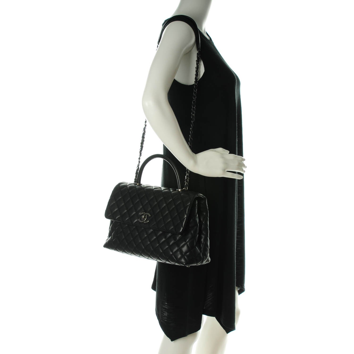 Chanel Caviar Quilted Medium Coco Handle Flap Black 2 of 7