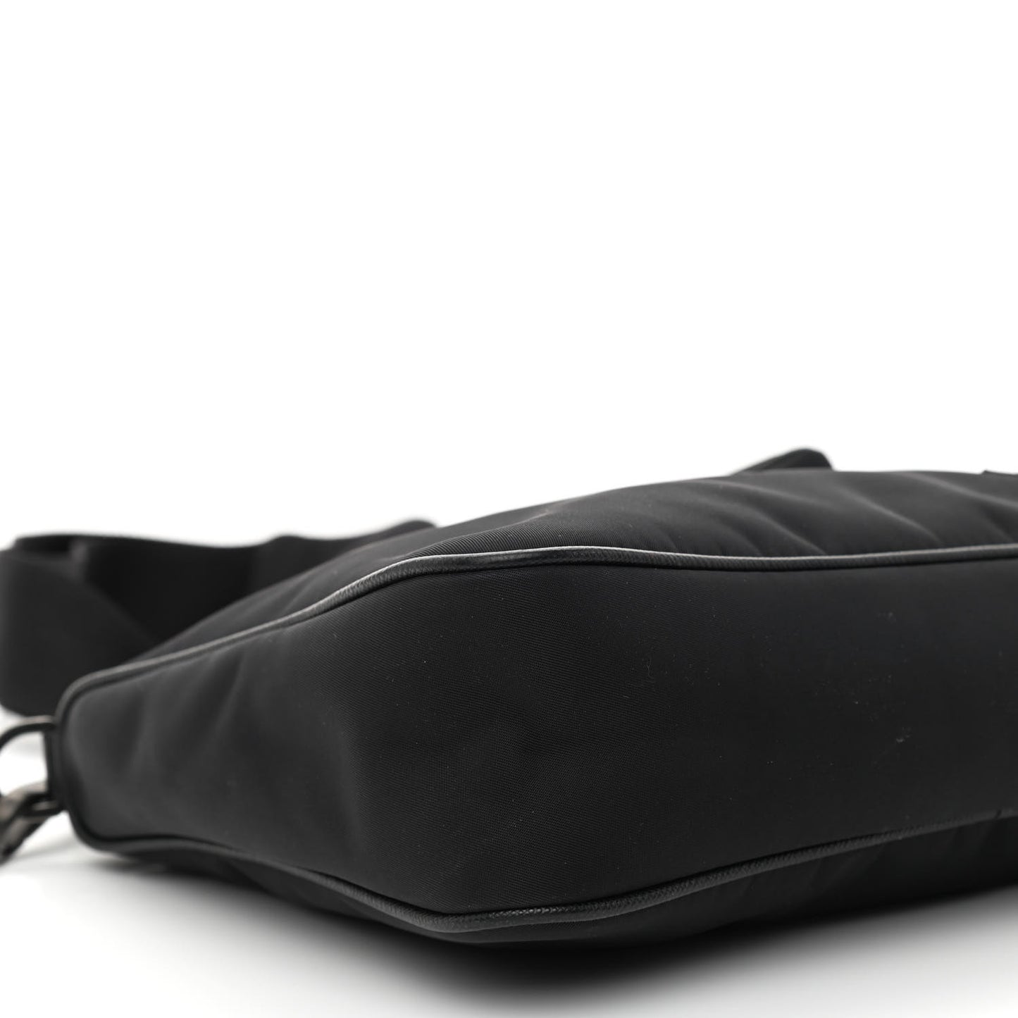 Re-Nylon Saffiano Pocket Zippered Shoulder Bag Black