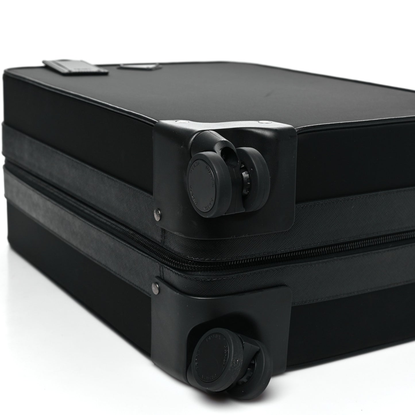 Tessuto Nylon Saffiano Trolley Luggage Black