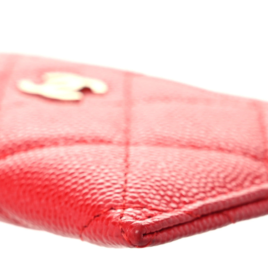 Chanel Caviar Quilted Card Holder Red 10 of 13