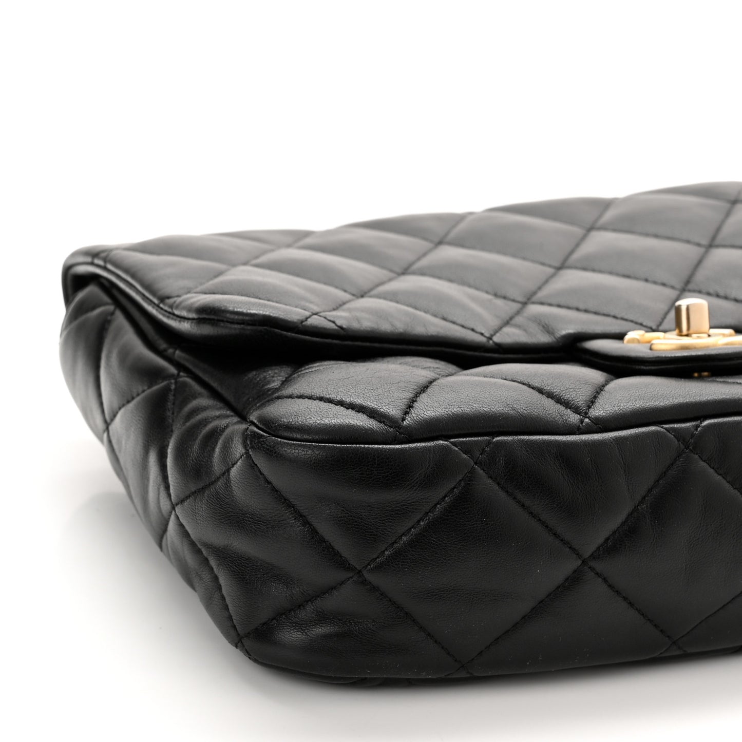 Lambskin Quilted Large CC Funky Town Flap Black