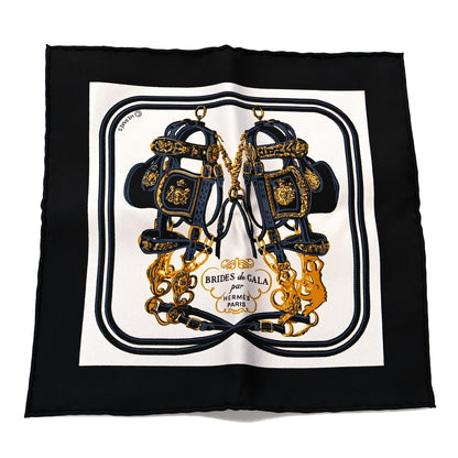 Hermes Silk Brides de Gala Nano Scarf 20 Black White Or 1 of 2
