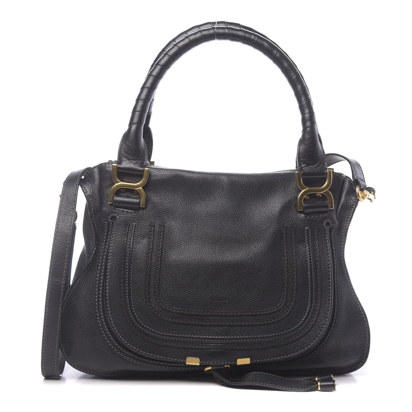Calfskin Medium Marcie Satchel Black